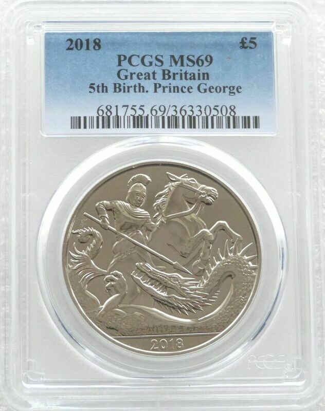 2018 Prince George 5th Birthday £5 Brilliant Uncirculated Coin PCGS MS69
