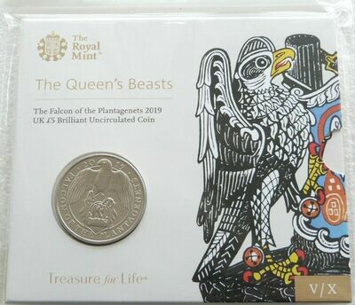 2019 Queens Beasts Falcon of the Plantagenets £5 Brilliant Uncirculated Coin Pack Sealed