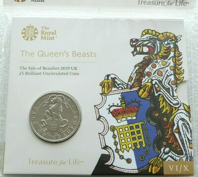 2019 Queens Beasts Yale of Beaufort £5 Brilliant Uncirculated Coin Pack Sealed