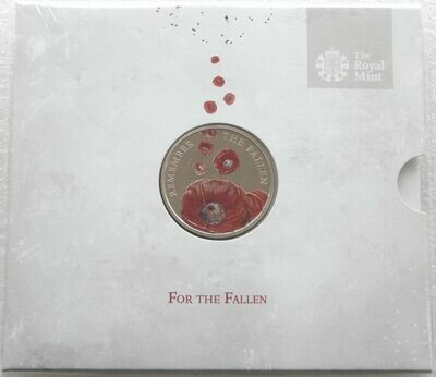 2014 Alderney Remembrance Day Poppy £5 Brilliant Uncirculated Coin Pack Sealed