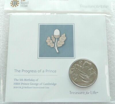 2018 Prince George 5th Birthday £5 Brilliant Uncirculated Coin Pack Sealed