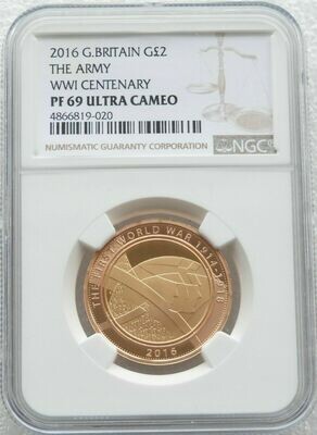 2016 First World War Army Pals Battalions £2 Gold Proof Coin NGC PF69 Ultra Cameo