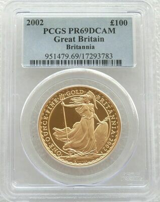 2002 Britannia £100 Gold Proof 1oz Coin PCGS PR69 DCAM - Mintage 945