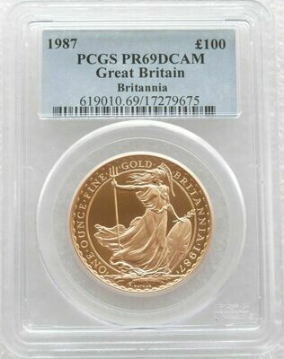 1987 Britannia £100 Gold Proof 1oz Coin PCGS PR69 DCAM