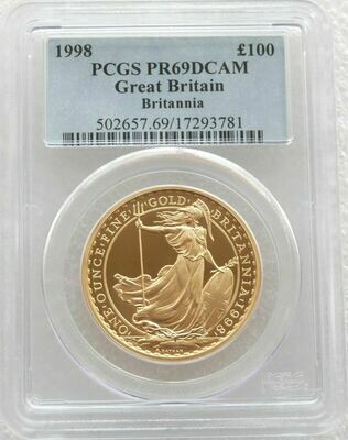 1998 Britannia £100 Gold Proof 1oz Coin PCGS PR69 DCAM - Mintage 750