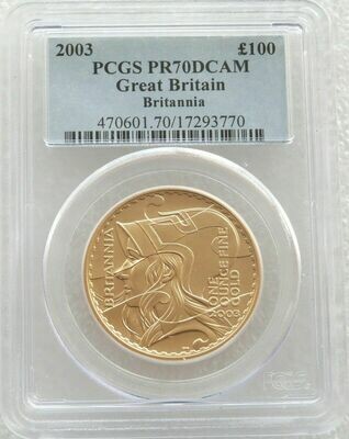 2003 Britannia £100 Gold Proof 1oz Coin PCGS PR70 DCAM - Mintage 1,250