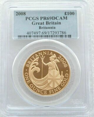 2008 Britannia £100 Gold Proof 1oz Coin PCGS PR69 DCAM - Mintage 1,250