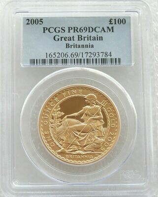 2005 Britannia £100 Gold Proof 1oz Coin PCGS PR69 DCAM - Mintage 1,439