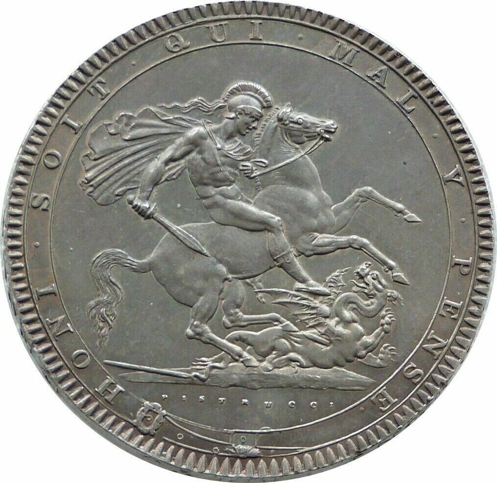 1819-LIX George III Laur Head St George and the Dragon Crown Silver Coin