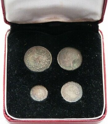 1867 Victoria Young Head Maundy Silver 4 Coin Set Boxed