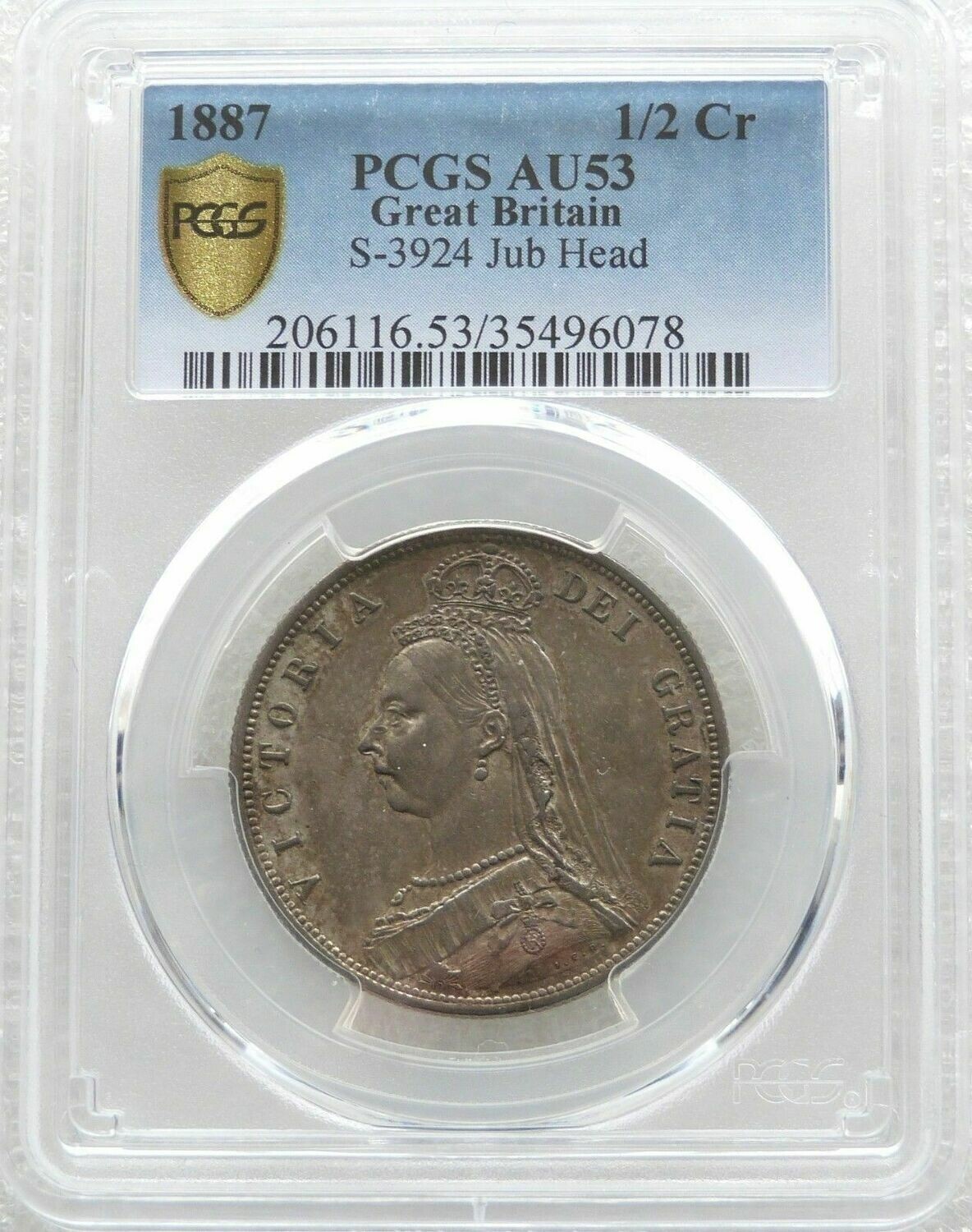 1887 Victoria Jubilee Head Half Crown Silver Coin PCGS AU53