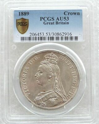 1889 Victoria Jubilee Head St George and the Dragon Crown Silver Coin PCGS AU53