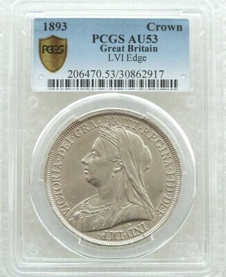 1893-LVI Victoria Veiled Head St George and the Dragon Crown Silver Coin PCGS AU53
