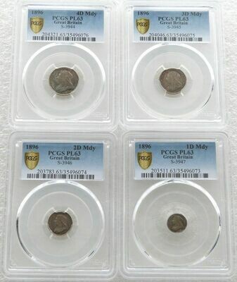1896 Victoria Veiled Head Maundy Silver 4 Coin Set PCGS PL63