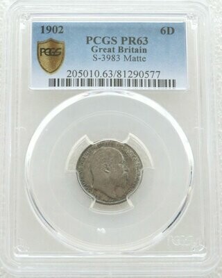 1902 Edward VII Coronation 6D Six Pence Silver Matte Proof Coin PCGS PR63