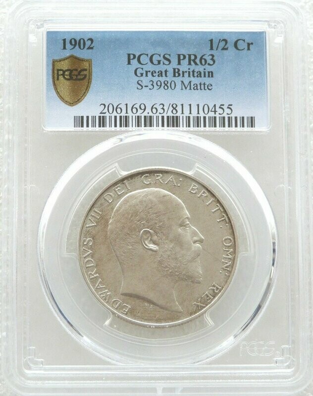 1902 Edward VII Coronation Half Crown Silver Matte Proof Coin PCGS PR63