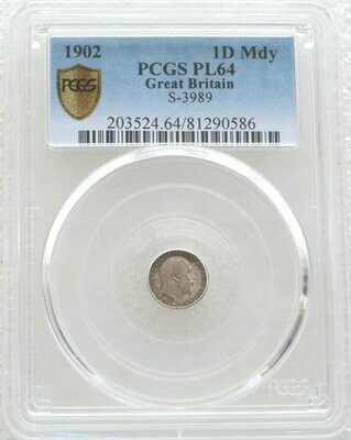 1902 Edward VII Coronation Maundy 1D Silver Coin PCGS PL64