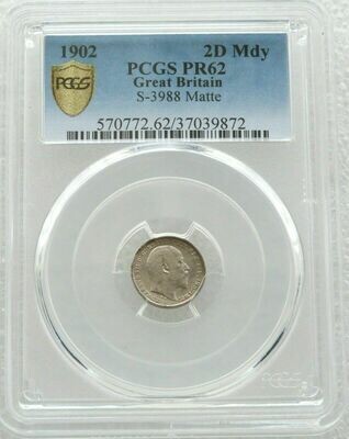 1902 Edward VII Coronation Maundy 2D Silver Matte Proof Coin PCGS PR62