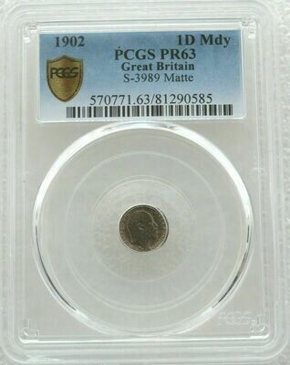 1902 Edward VII Coronation Maundy 1D Silver Matte Proof Coin PCGS PR63