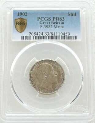 1902 Edward VII Coronation Shilling Silver Matte Proof Coin PCGS PR63