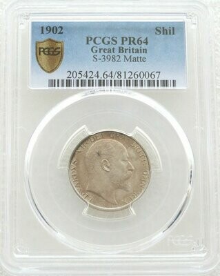 1902 Edward VII Coronation Shilling Silver Matte Proof Coin PCGS PR64