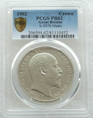 1902 Edward VII Coronation Crown Silver Matte Proof Coin PCGS PR62