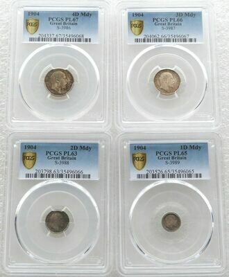 1904 Edward VII Maundy Silver 4 Coin Set PCGS PL67 - PL63
