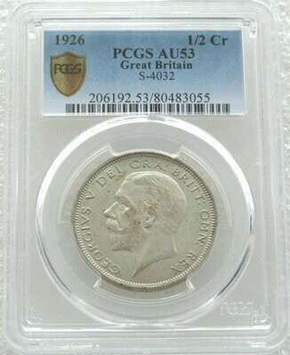 1926 George V Bare Head Half Crown Silver Coin PCGS AU53