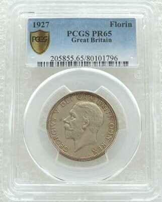 1927 George V Bare Head Florin Silver Proof Coin PCGS PR65