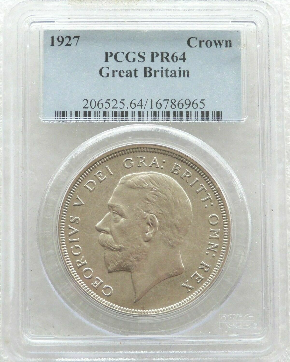 1927 George V Bare Head Silver Proof Wreath Crown Coin PCGS PR64