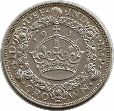 1931 George V Bare Head Silver Wreath Crown Coin