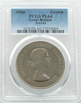 1960 Elizabeth II Young Laur 5 Shilling Proof-Like Crown Coin PCGS PL64