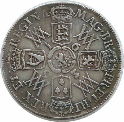1693 William and Mary Half Crown Silver Coin Inverted 3 over 3