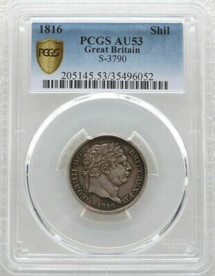 1816 George III Laur Head Shilling Silver Coin PCGS AU53