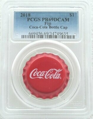 2018 Fiji Coca-Cola Coke Bottle Cap Colour $1 Silver Proof Coin PCGS PR69 DCAM