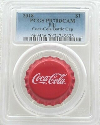 2018 Fiji Coca-Cola Coke Bottle Cap Colour $1 Silver Proof Coin PCGS PR70 DCAM