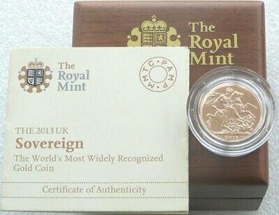 2013-I India Mint Mark Full Sovereign Gold Coin Box Coa