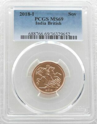 2018-I India Mint Mark Full Sovereign Gold Coin PCGS MS69