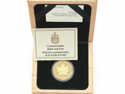 1989 Canada Maple Leaf $50 Gold Proof 1oz Coin Box Coa