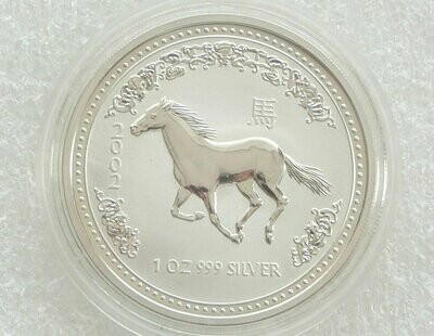 2002 Australia Lunar Horse $1 Silver 1oz Coin
