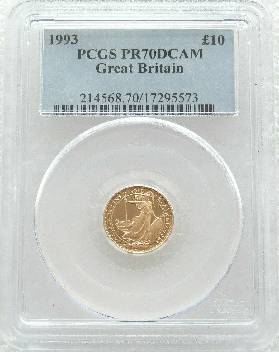 1993 Britannia £10 Gold Proof 1/10oz Coin PCGS PR70 DCAM