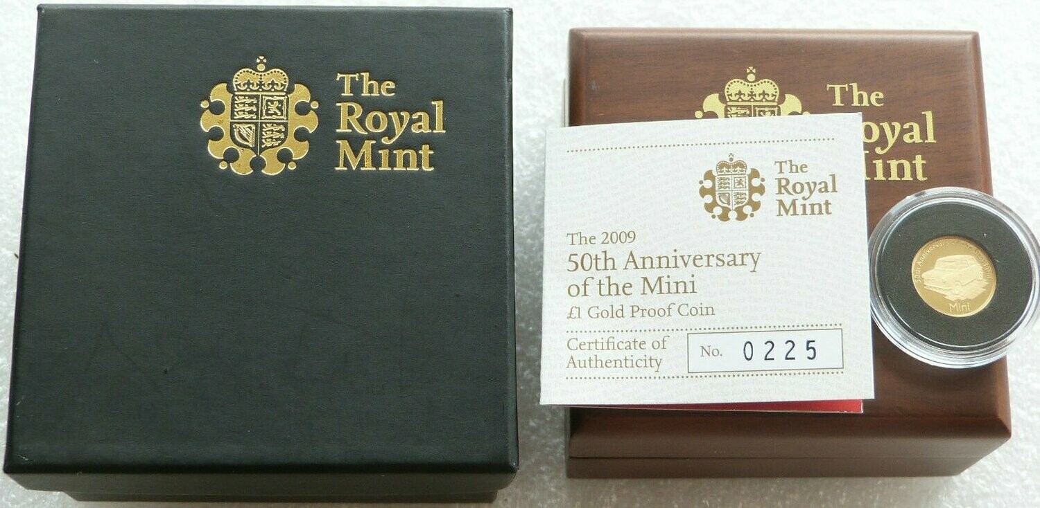 2009 Alderney Mini Motor Car £1 Gold Proof 1/25oz Coin Box Coa