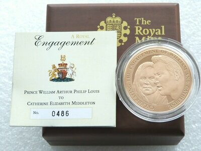 2010 Alderney Royal Engagement William and Kate £5 Gold Proof Coin Box Coa