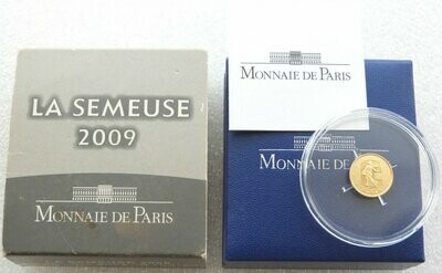 2008 France Sower La Semeuse 5 Euro Gold Proof 1/25oz Coin Box Coa