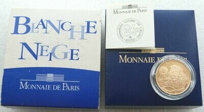 2002 France Blanche Neige Snow White 20 Euro Gold Proof 1/2oz Coin Box Coa