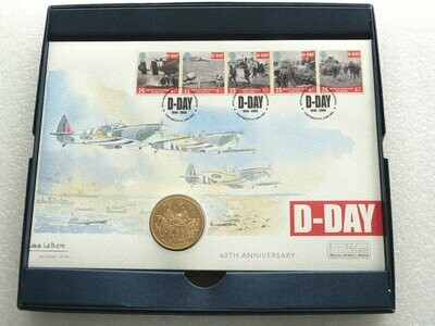 2004 Gibraltar D-Day Landings £5 Gold Proof Coin Hand Painted First Day Cover