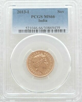 2013-I India Mint Mark Full Sovereign Gold Coin PCGS MS66