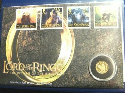 2003 Isle of Man Manx Lord of the Rings Gold Proof 1/10oz Crown Coin First Day Cover