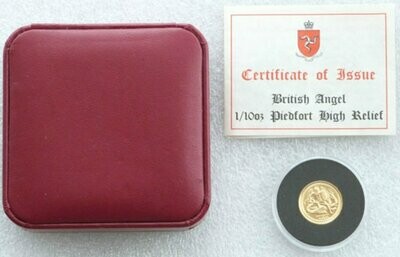2009 Isle of Man Manx Piedfort High Relief Angel Gold Proof 1/5oz Coin Box Coa