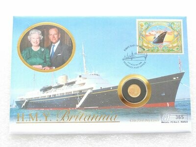 1997 Guernsey Royal Yacht Britannia £5 Gold Proof 1/25oz Coin First Day Cover